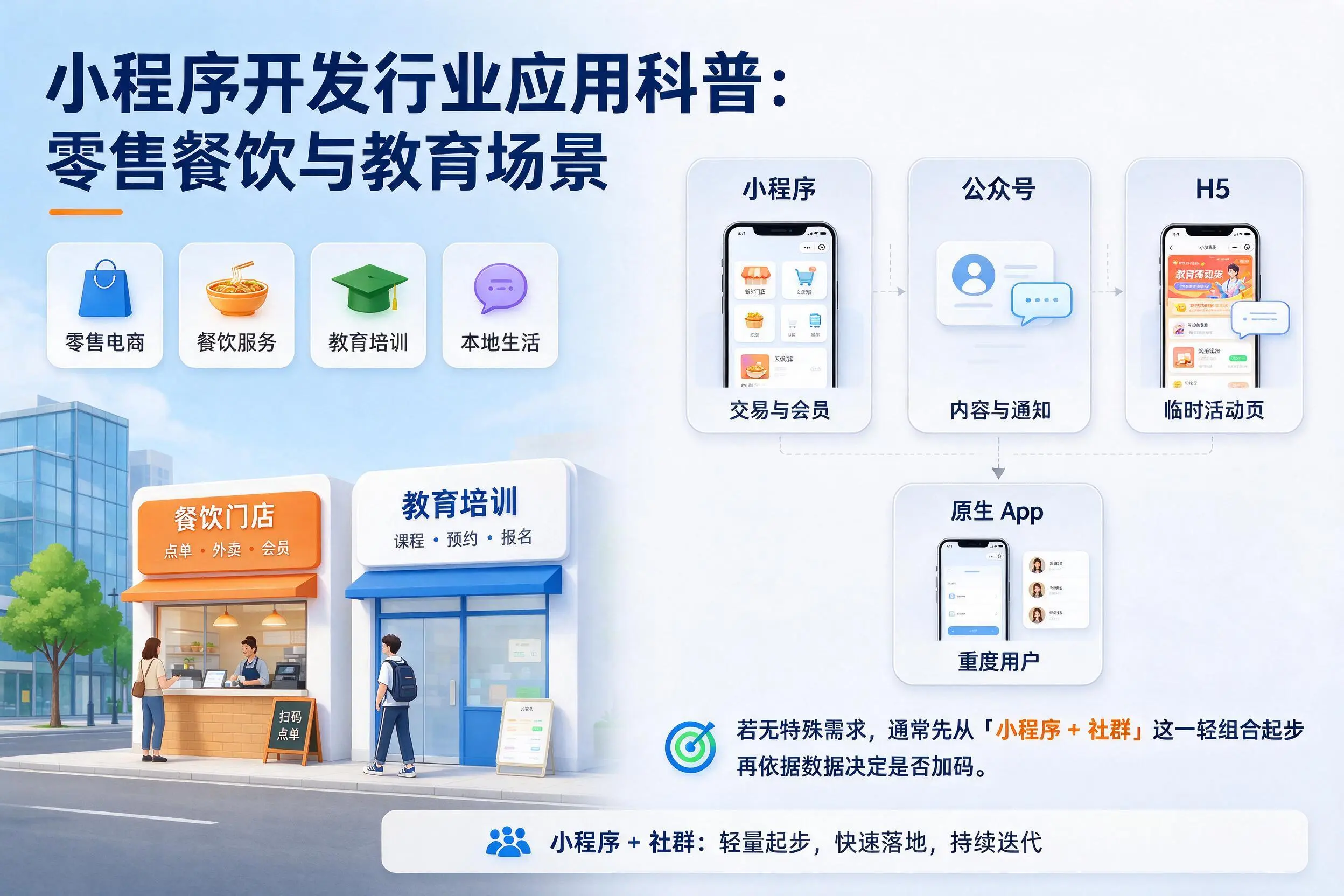 三亚小程序开发行业应用科普:零售餐饮与教育场景