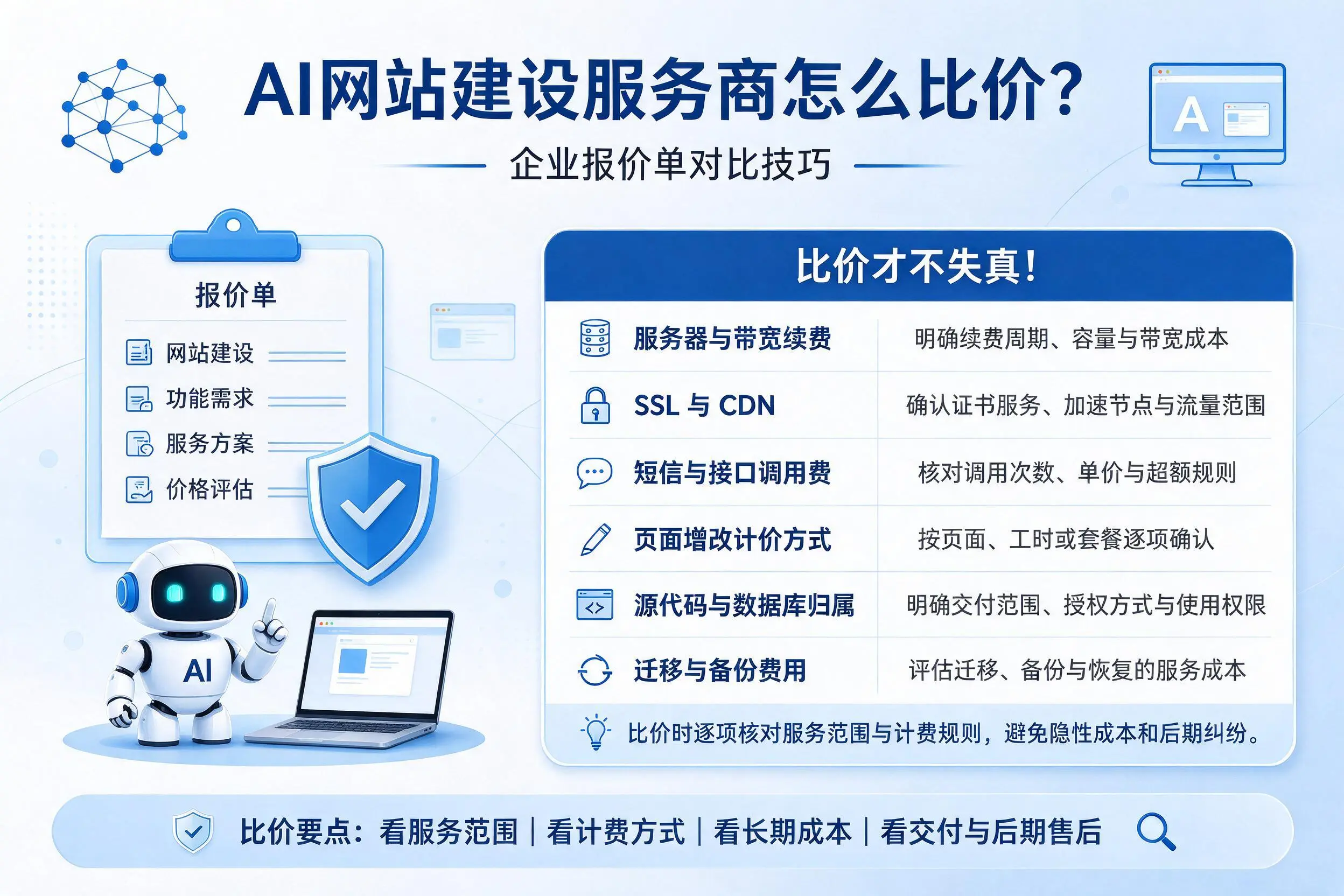 AI网站建设服务商怎么比价?三亚企业报价单对比技巧