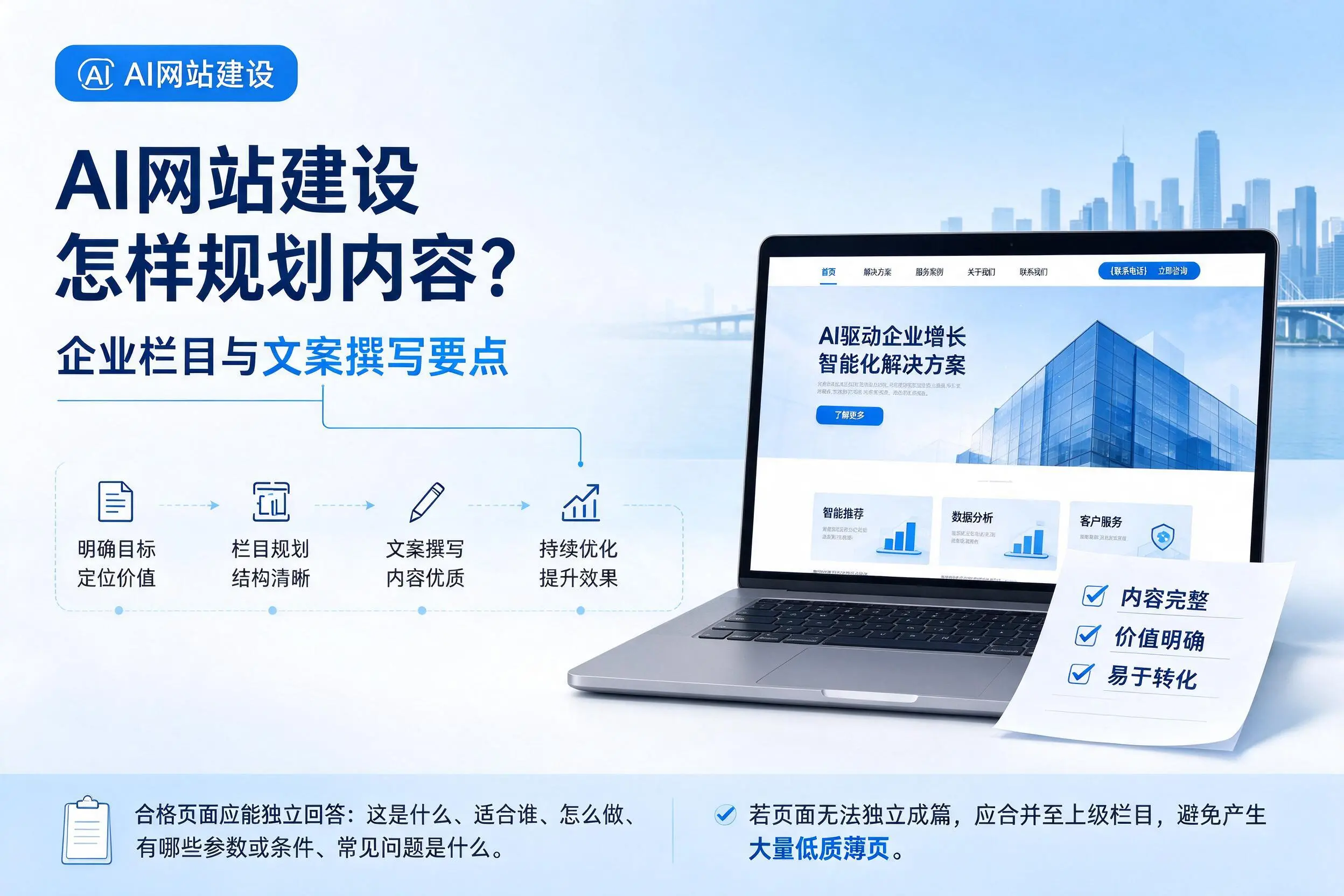 AI网站建设怎样规划内容?三亚企业栏目与文案撰写要点